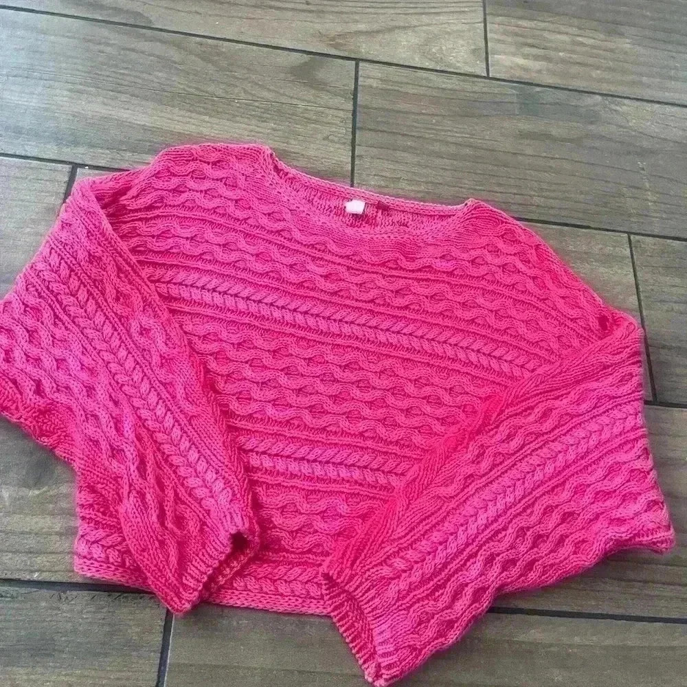 NWOT Anthropologie Pilcro hot pink fisherman sweater xsmall - Picture 3 of 5
